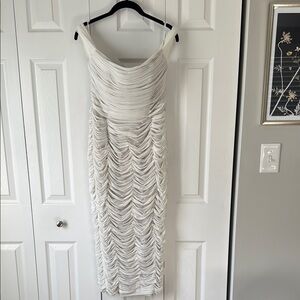 NWOT by watters Elegant White Ruched Dress